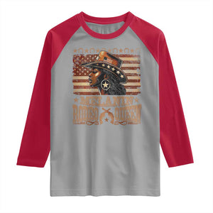 Melanin Rodeo Queen Raglan Shirt Black Cowgirl Vintage American Flag TS11 Sport Gray Red Print Your Wear