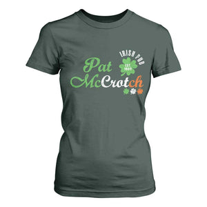 Pat McCrotch Irish Pub T Shirt For Women St Patricks Day Drinking Humor TS11 Dark Forest Green Print Your Wear