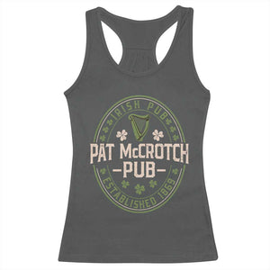 Pat McCrotch Irish Pub Racerback Tank Top St Patricks Day Dirty Adult Drinking TS11 Dark Heather Print Your Wear