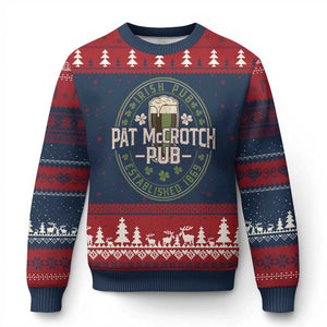 Funny Pat McCrotch Irish Pub Ugly Christmas Sweater St Patricks Day Adult Humor Party Drinking TS11 Navy Red Print Your Wear