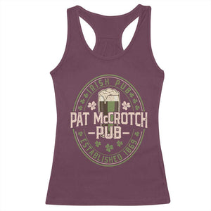 Funny Pat McCrotch Irish Pub Racerback Tank Top St Patricks Day Adult Humor Party Drinking TS11 Maroon Print Your Wear