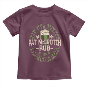 Funny Pat McCrotch Irish Pub Toddler T Shirt St Patricks Day Adult Humor Party Drinking TS11 Maroon Print Your Wear
