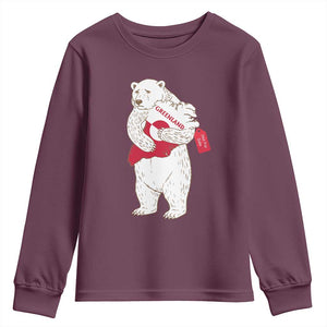 Greenland Is Not For Sale Youth Sweatshirt Greenland Bear Hug TS11 Maroon Print Your Wear