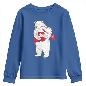 Greenland Is Not For Sale Youth Sweatshirt Greenland Bear Hug TS11 Royal Blue Print Your Wear