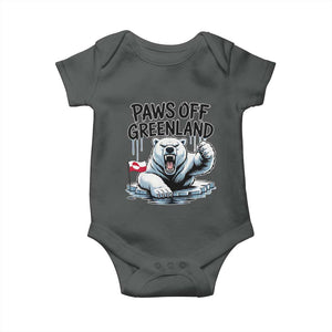 Paws Off Greenland Baby Onesie Resist Polar Bear Political Satire TS11 Dark Heather Print Your Wear