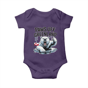 Paws Off Greenland Baby Onesie Resist Polar Bear Political Satire TS11 Purple Print Your Wear