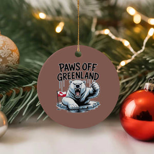 Paws Off Greenland Ceramic Ornament Resist Polar Bear Political Satire TS11 1pc Mocha Print Your Wear
