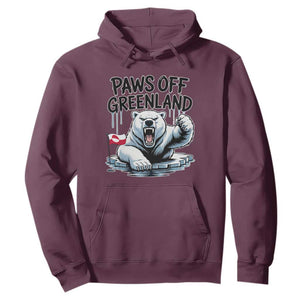 Paws Off Greenland Hoodie Resist Polar Bear Political Satire TS11 Maroon Print Your Wear