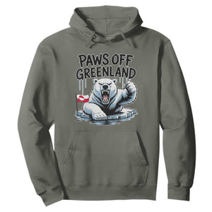 Paws Off Greenland Hoodie Resist Polar Bear Political Satire TS11 Military Green Print Your Wear