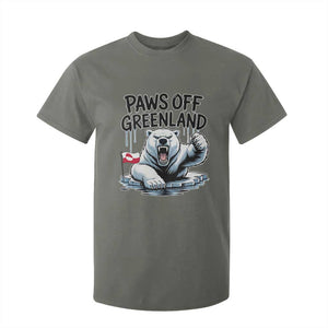 Paws Off Greenland T Shirt For Kid Resist Polar Bear Political Satire TS11 Military Green Print Your Wear