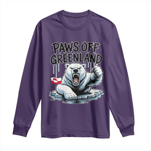 Paws Off Greenland Long Sleeve Shirt Resist Polar Bear Political Satire TS11 Purple Print Your Wear