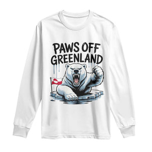 Paws Off Greenland Long Sleeve Shirt Resist Polar Bear Political Satire TS11 White Print Your Wear