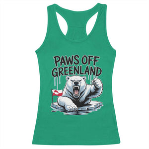 Paws Off Greenland Racerback Tank Top Resist Polar Bear Political Satire TS11 Irish Green Print Your Wear