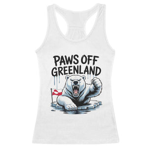 Paws Off Greenland Racerback Tank Top Resist Polar Bear Political Satire TS11 White Print Your Wear