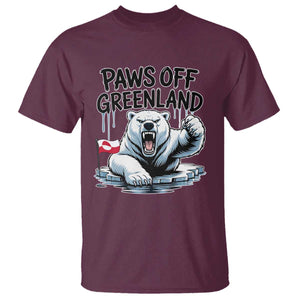 Paws Off Greenland T Shirt Resist Polar Bear Political Satire TS11 Maroon Print Your Wear