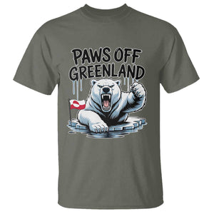 Paws Off Greenland T Shirt Resist Polar Bear Political Satire TS11 Military Green Print Your Wear