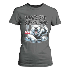 Paws Off Greenland T Shirt For Women Resist Polar Bear Political Satire TS11 Dark Heather Print Your Wear
