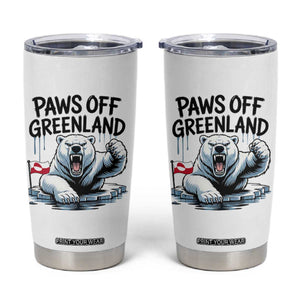 Paws Off Greenland Tumbler Cup Resist Polar Bear Political Satire TS11 White Print Your Wear