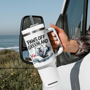 Paws Off Greenland Tumbler With Handle Resist Polar Bear Political Satire TS11 Print Your Wear
