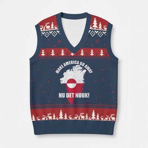 Nu Det Nuuk Make America Go Away V-Neck Knit Sweater Vest Support Greenland Political Statement TS11 Navy Red Print Your Wear