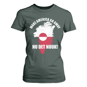 Nu Det Nuuk Make America Go Away T Shirt For Women Support Greenland Political Statement TS11 Dark Forest Green Print Your Wear