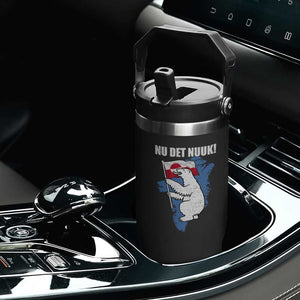 Nu Det Nuuk Nows Enough Flip Straw Tumbler Funny Saying Bear Greenlandic Flag TS11 Print Your Wear