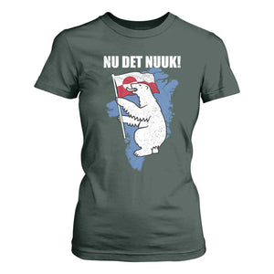 Nu Det Nuuk Nows Enough T Shirt For Women Funny Saying Bear Greenlandic Flag TS11 Dark Forest Green Print Your Wear