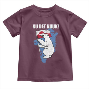 Nu Det Nuuk Nows Enough Toddler T Shirt Funny Saying Bear Greenlandic Flag TS11 Maroon Print Your Wear