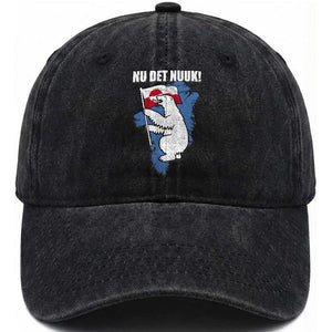 Nu Det Nuuk Nows Enough Washed Cotton Baseball Cap Funny Saying Bear Greenlandic Flag TS11 Print Your Wear
