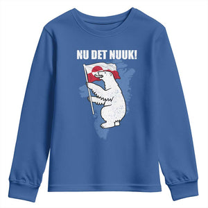 Nu Det Nuuk Nows Enough Youth Sweatshirt Funny Saying Bear Greenlandic Flag TS11 Royal Blue Print Your Wear