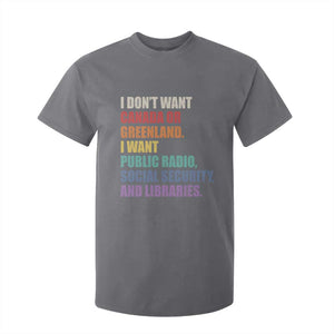 I Dont Want Canada Or Greenland I Want Public Radio Social Security And Libraries T Shirt For Kid Political Satire TS11 Charcoal Print Your Wear