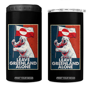 Leave Greenland Alone 4 in 1 Can Cooler Tumbler Polar Bear Holding Flag Greenlanders Supports TS11 One Size: 16 oz Black Print Your Wear