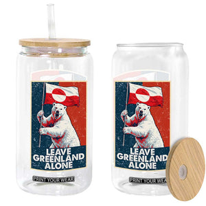 Leave Greenland Alone Glass Can Polar Bear Holding Flag Greenlanders Supports TS11 Print Your Wear