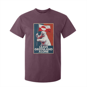 Leave Greenland Alone T Shirt For Kid Polar Bear Holding Flag Greenlanders Supports TS11 Maroon Print Your Wear