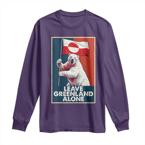 Leave Greenland Alone Long Sleeve Shirt Polar Bear Holding Flag Greenlanders Supports TS11 Purple Print Your Wear