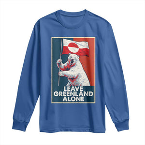 Leave Greenland Alone Long Sleeve Shirt Polar Bear Holding Flag Greenlanders Supports TS11 Royal Blue Print Your Wear