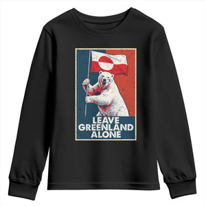 Leave Greenland Alone Youth Sweatshirt Polar Bear Holding Flag Greenlanders Supports TS11 Black Print Your Wear