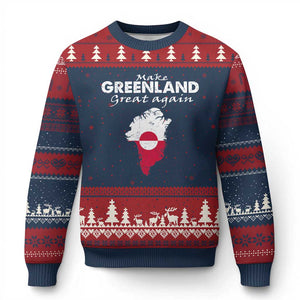 Make Greenland Great Again Ugly Christmas Sweater Act USA 51st State Greenland TS11 Navy Red Print Your Wear