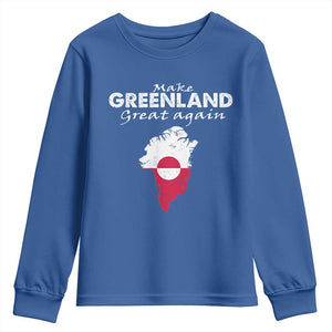 Make Greenland Great Again Youth Sweatshirt Act USA 51st State Greenland TS11 Royal Blue Print Your Wear