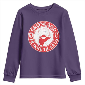 Greenland Is Not For Sale Youth Sweatshirt Gronland Er Ikke Til Salg Greenland Protest TS11 Purple Print Your Wear