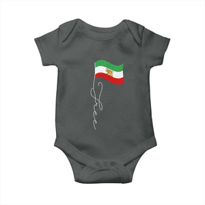 Free Iran Baby Onesie Patriotic Iranian Lion and Sun Flag TS11 Dark Heather Print Your Wear