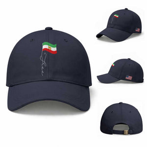 Free Iran Baseball Cap Patriotic Iranian Lion and Sun Flag TS11 Baseball Cap Universal Fit Navy Print Your Wear