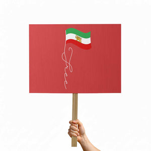 Free Iran Protest Sign Patriotic Iranian Lion and Sun Flag TS11 Horizontal 18" × 24" Red Print Your Wear