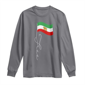 Free Iran Long Sleeve Shirt Patriotic Iranian Lion and Sun Flag TS11 Charcoal Print Your Wear