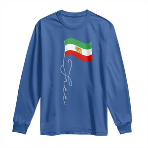 Free Iran Long Sleeve Shirt Patriotic Iranian Lion and Sun Flag TS11 Royal Blue Print Your Wear