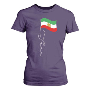 Free Iran T Shirt For Women Patriotic Iranian Lion and Sun Flag TS11 Purple Print Your Wear