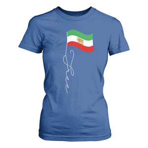Free Iran T Shirt For Women Patriotic Iranian Lion and Sun Flag TS11 Royal Blue Print Your Wear