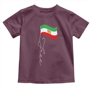 Free Iran Toddler T Shirt Patriotic Iranian Lion and Sun Flag TS11 Maroon Print Your Wear