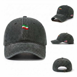 Free Iran Washed Cotton Baseball Cap Patriotic Iranian Lion and Sun Flag TS11 Washed Cap Universal Fit Dark Green Print Your Wear