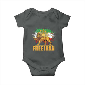 Free Iran Baby Onesie Iran Flag Lion And Sun Persian Pride Iranian Protests TS11 Dark Heather Print Your Wear